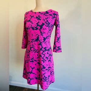 MAHI GOLD Vibrant Pink and Navy Floral Dress